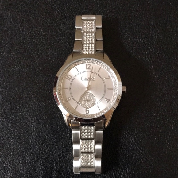 Chaps Women’s Silver Watch with Pavé Stones - Gently Worn/Smoke Free - Picture 1 of 4